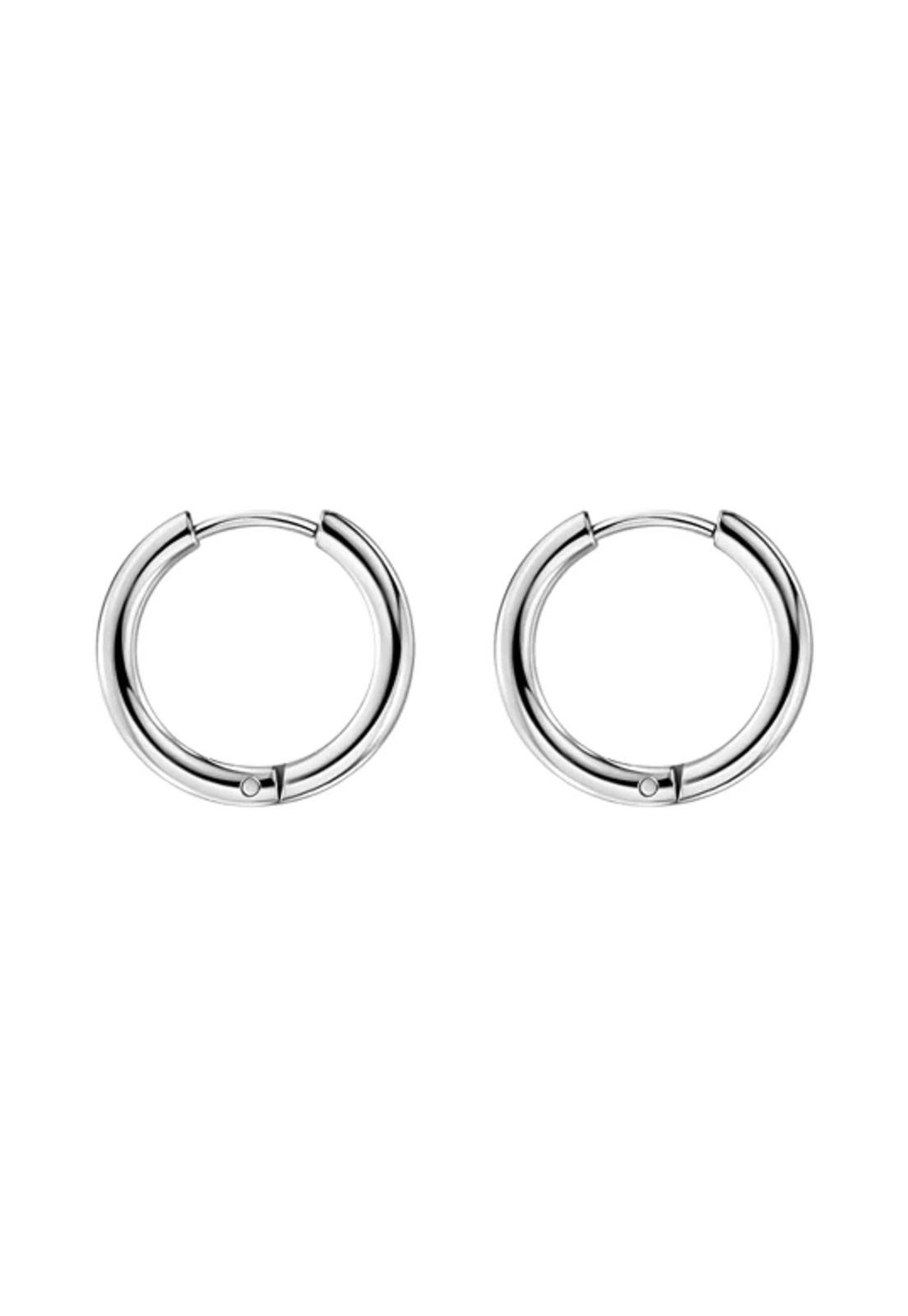 Set de aros de hombres plata, aros mujer, aros argolla acero-4