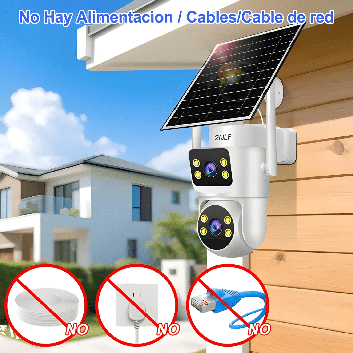 2nlf® 10MP Solar Cámara de Seguridad Wifi Exterior Doble 360-1