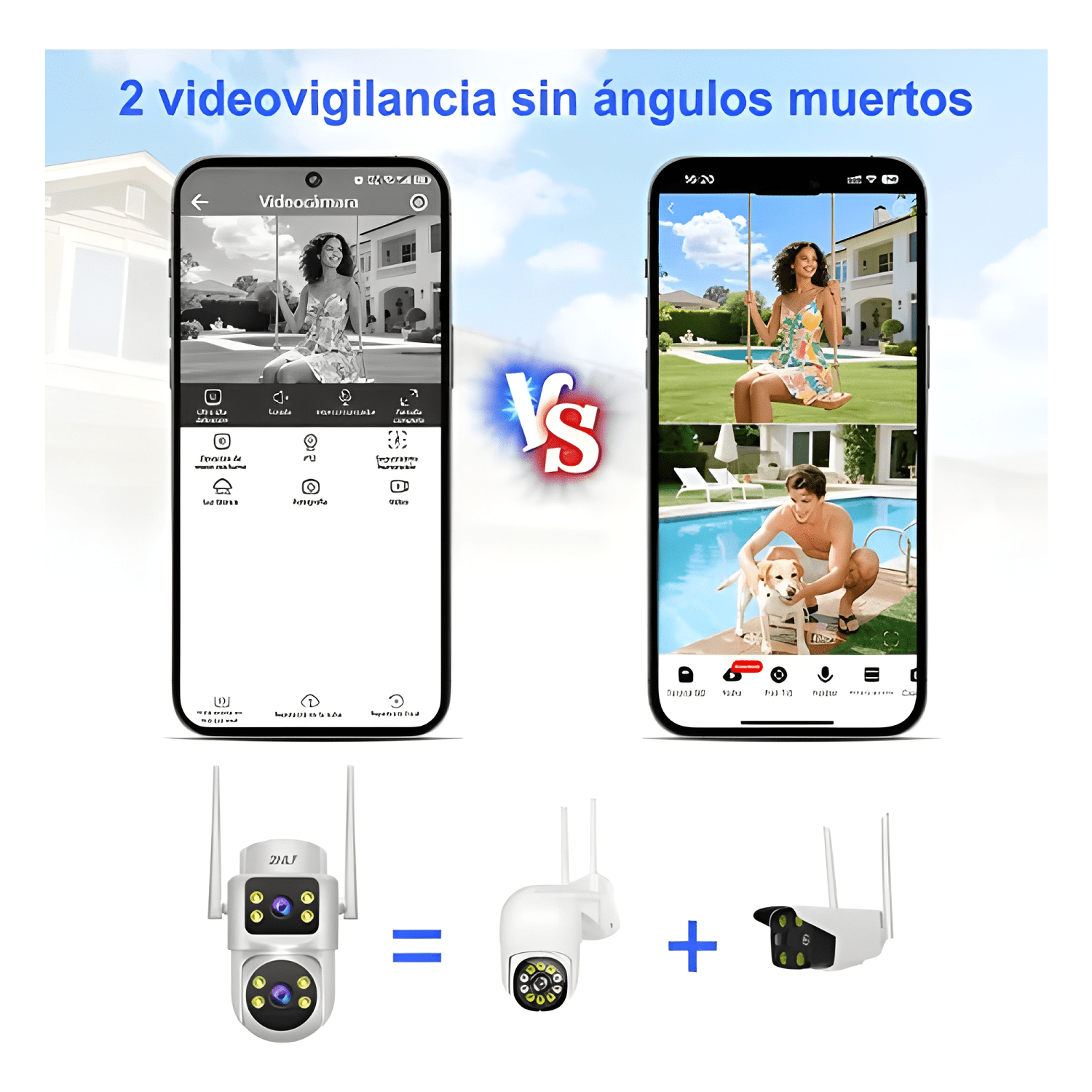 2nlf® 10MP Solar Cámara de Seguridad Wifi Exterior Doble 360-2