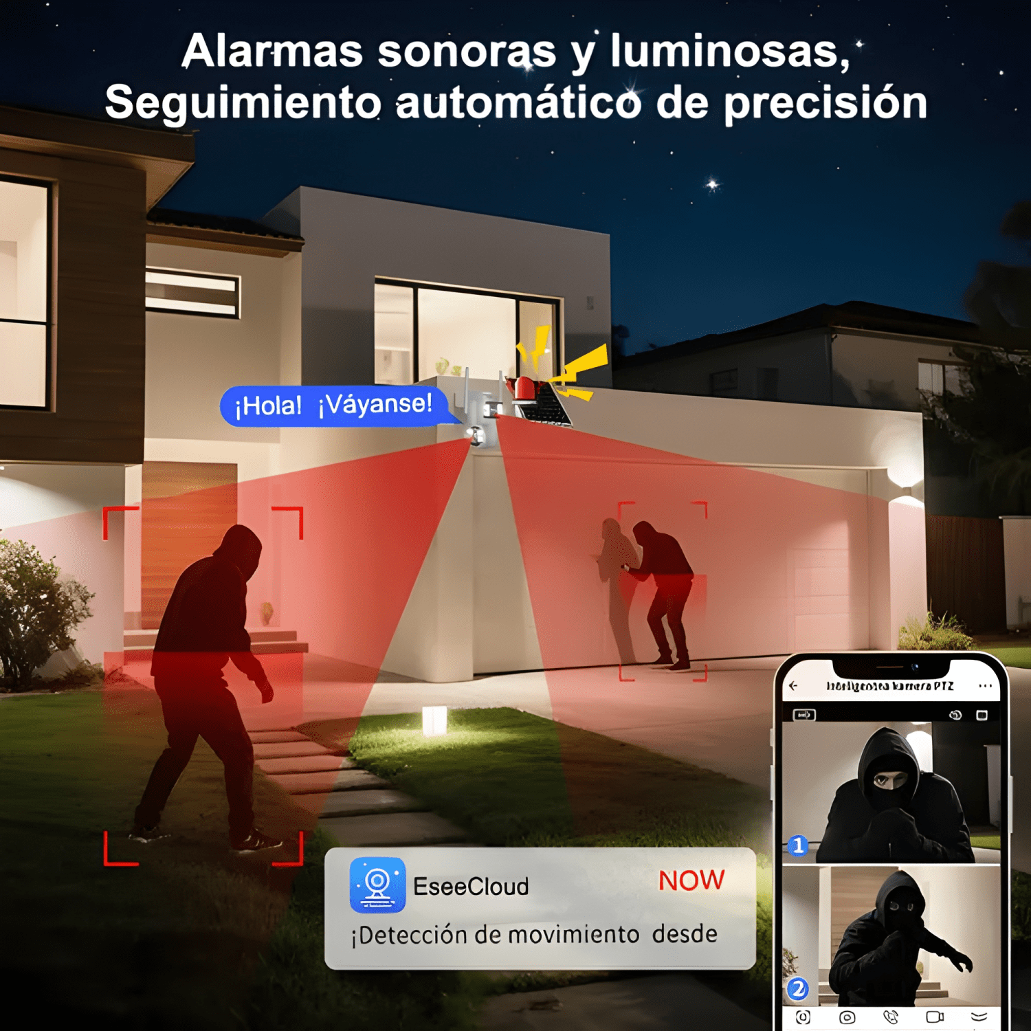 2nlf® 10MP Solar Cámara de Seguridad Wifi Exterior Doble 360-3