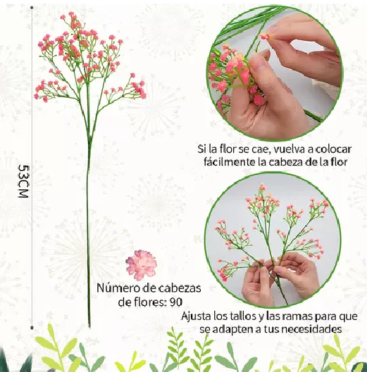 90 Flores Gypsophila para Arreglos Artificiales Flor Adornar-2