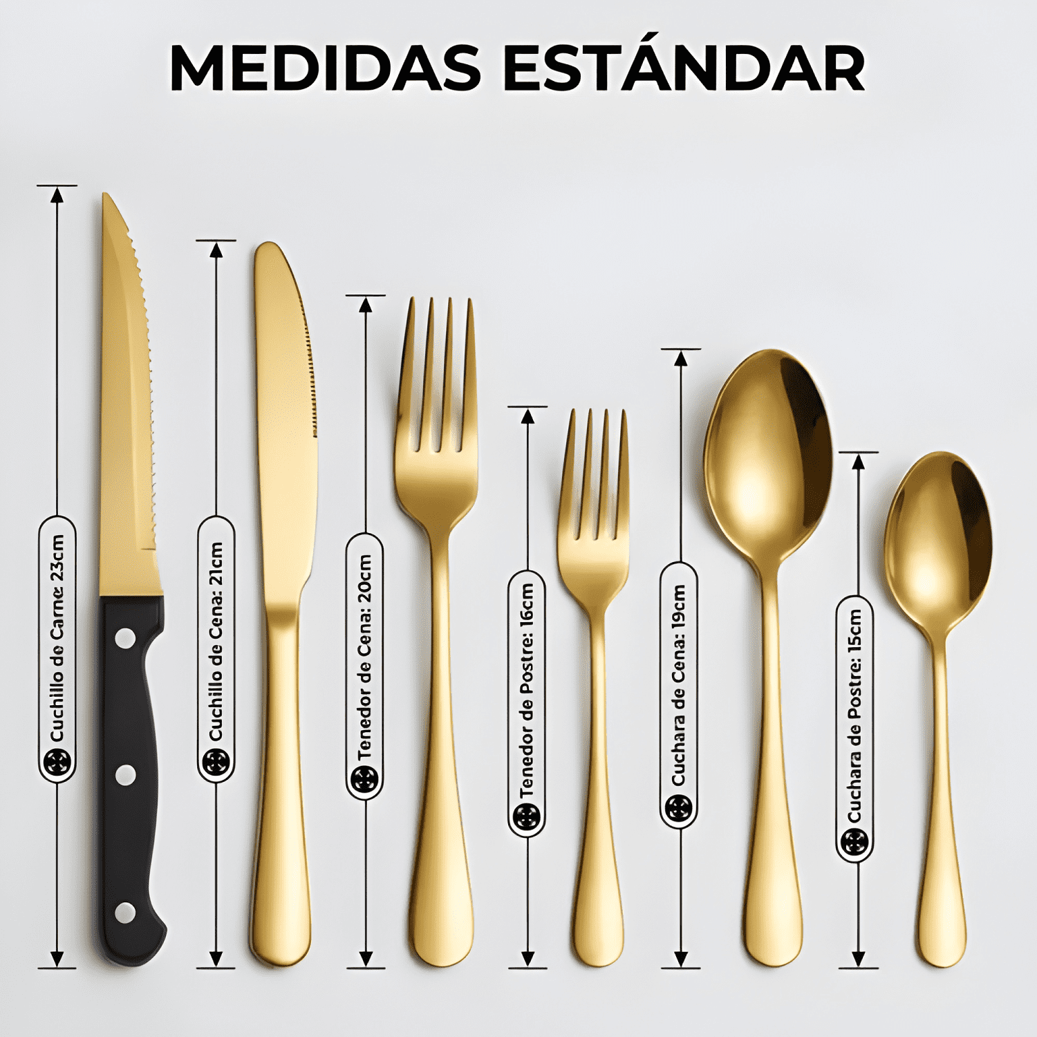Set 24 piezas cubiertos cuchillería acero inoxidable Dorado-4