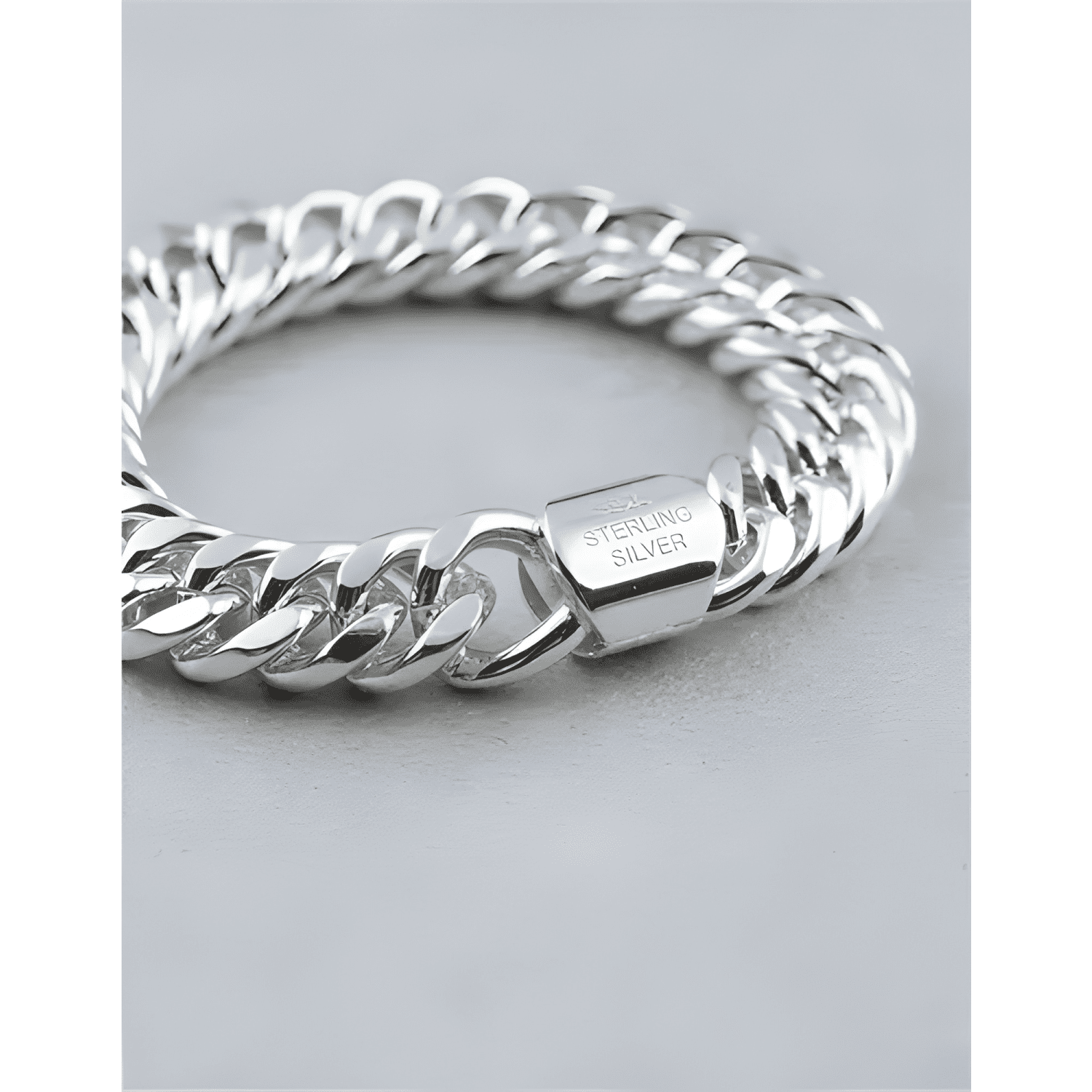 Pulsera 10 mm ancha chapada plata 925 calidad premium-2