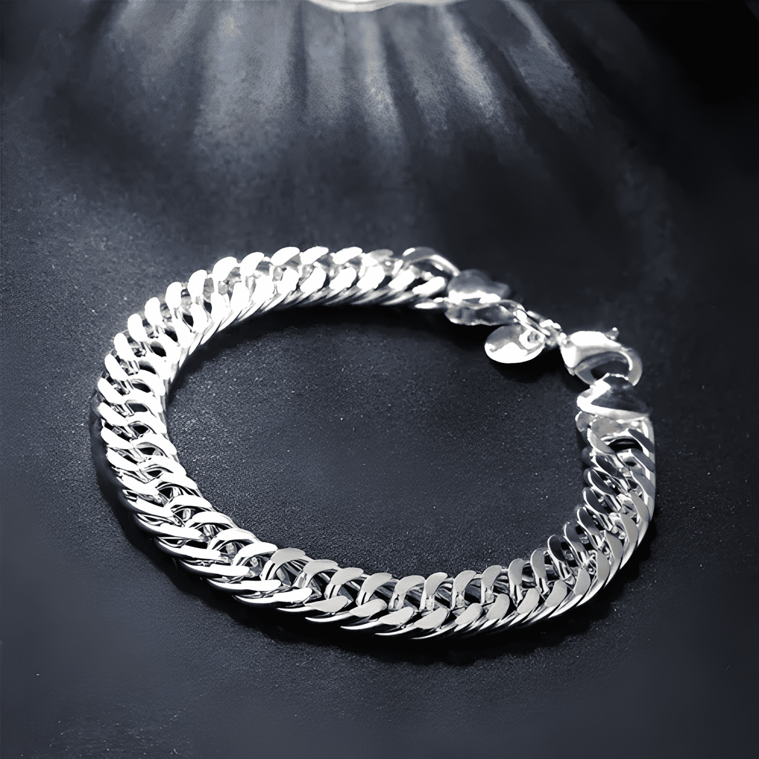 Pulsera 10 mm ancha chapada plata 925 calidad premium-3