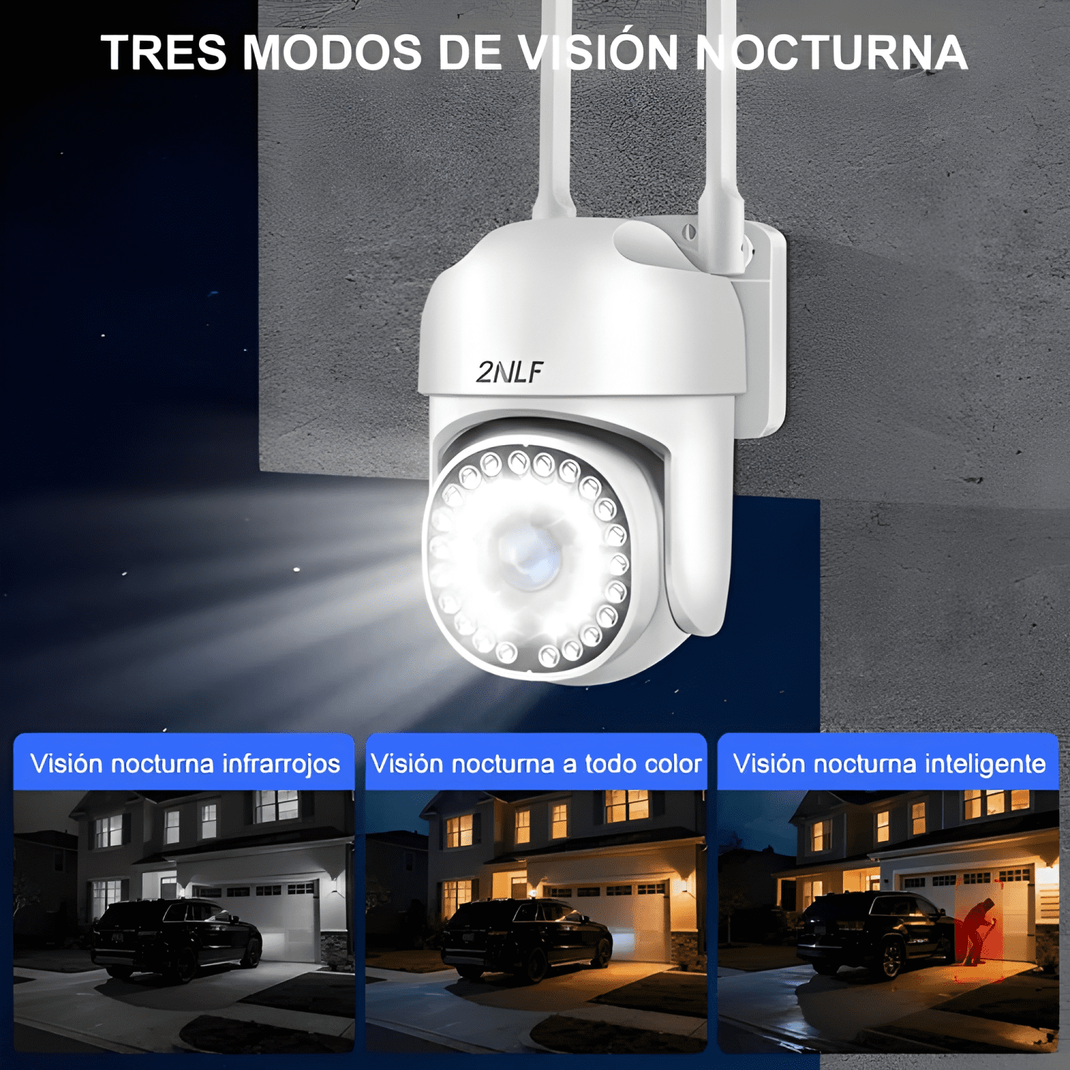 2nlf 4MP Cámara de Seguridad Exterior Wifi Ip 360 Blanco-4