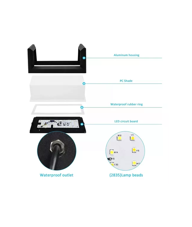 Aplique frío moderno IP65 impermeable exterior color negro-4