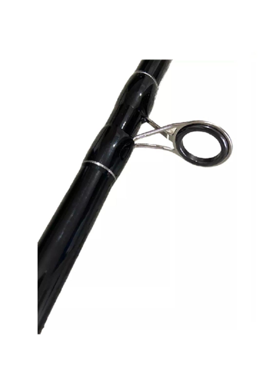 Combo caña de pescar botera 1.8m + carrete + multifilam + señuelo, negro-4