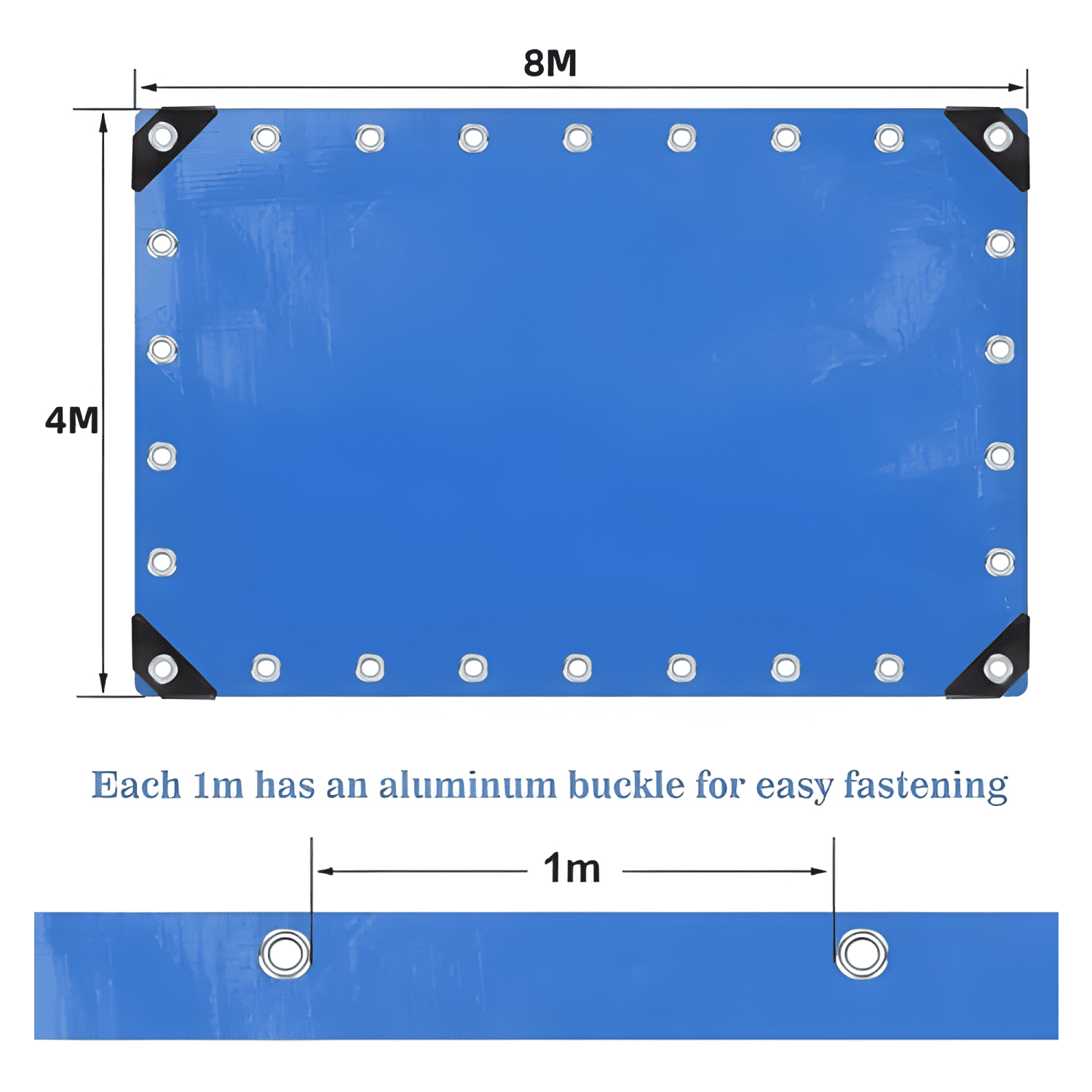 Cobertor de piscina lona multiuso con ojetillos 8x4 m #15-1