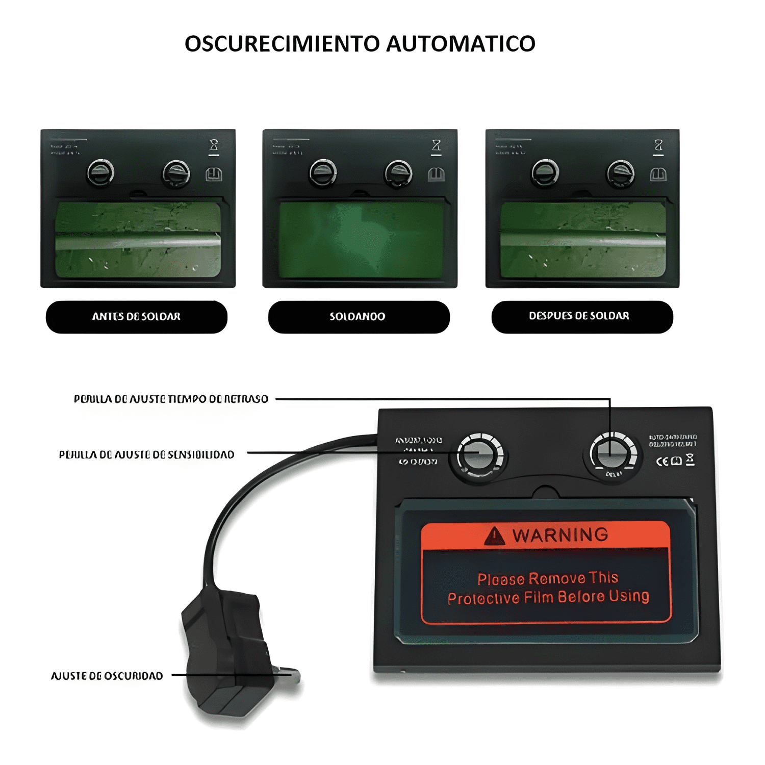 Máscara para soldar fotosensible Redbo Rblye95h negra-4