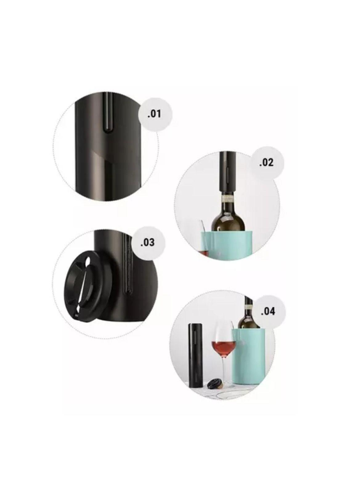 Descorchador de vino eléctrico negro-4