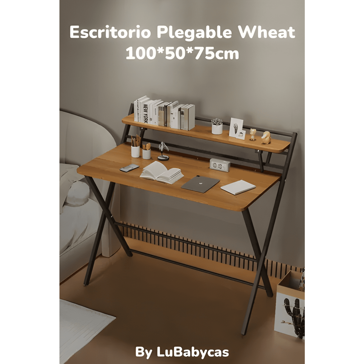 Escritorio plegable 100x50x93cm con repisa-1