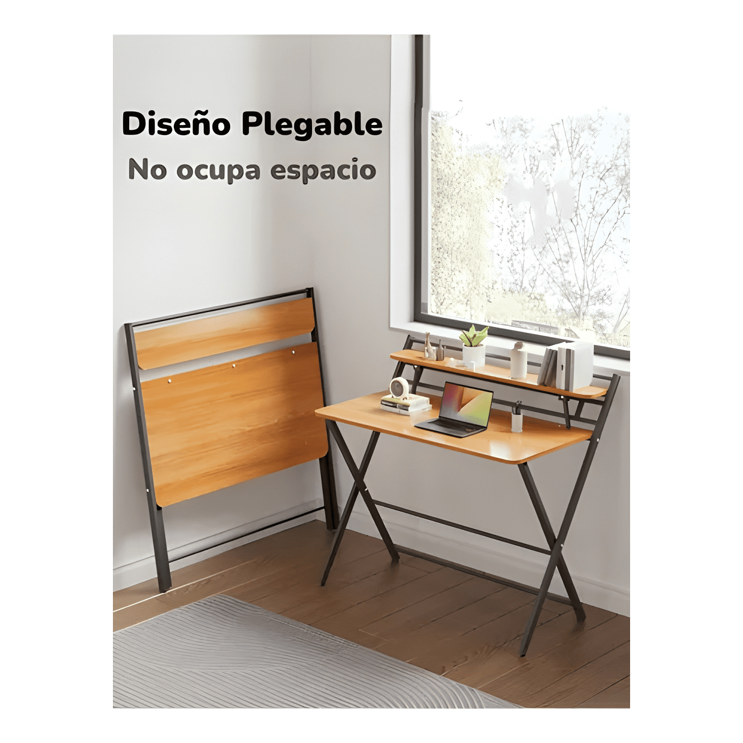 Escritorio plegable 100x50x93cm con repisa-2