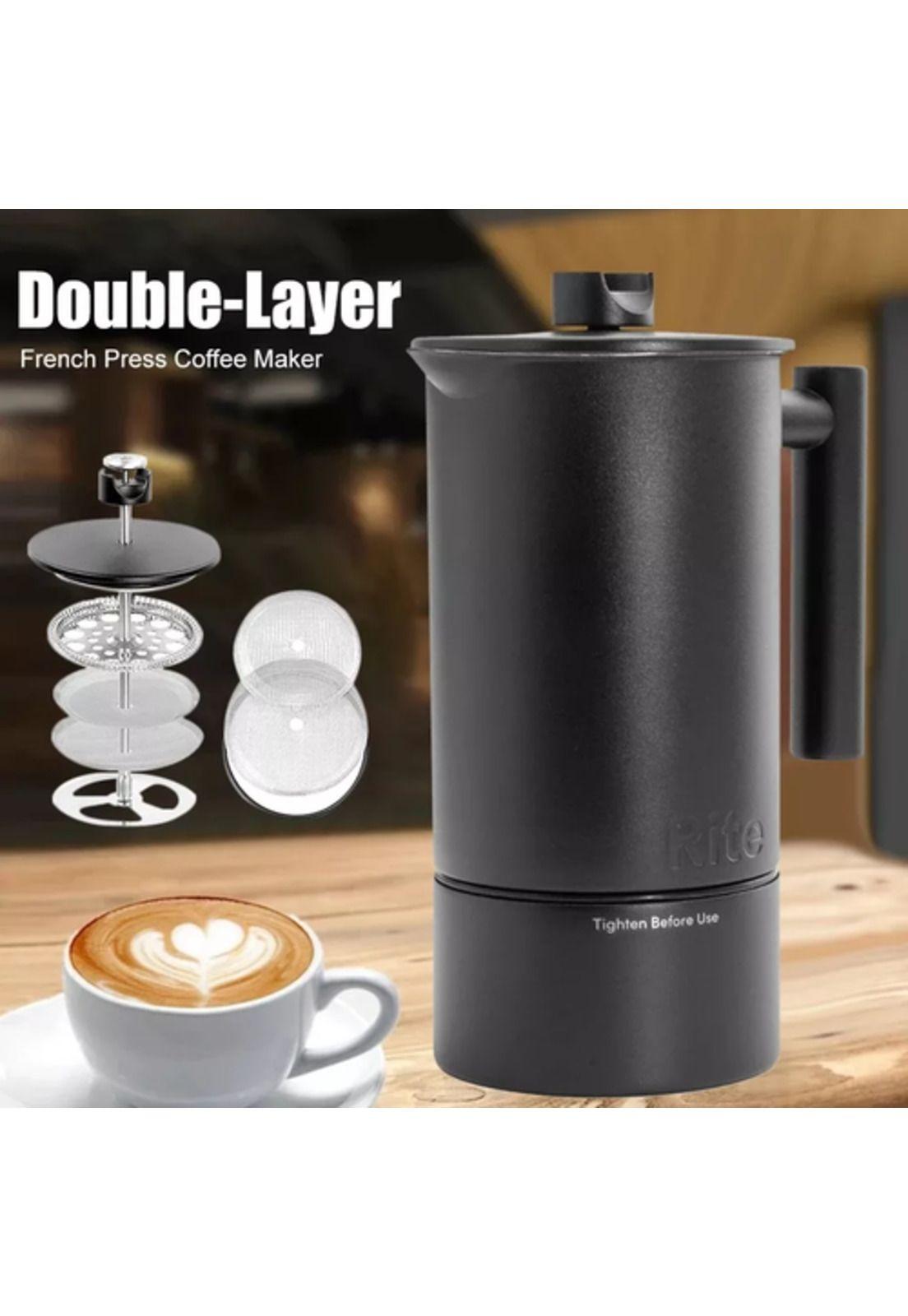 Cafetera prensa francesa 1L termómetro reloj acero inox negro-2