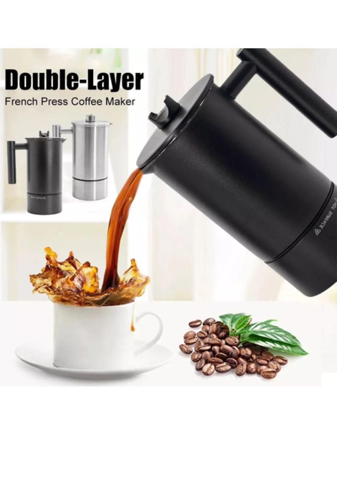 Cafetera prensa francesa 1L termómetro reloj acero inox negro-3