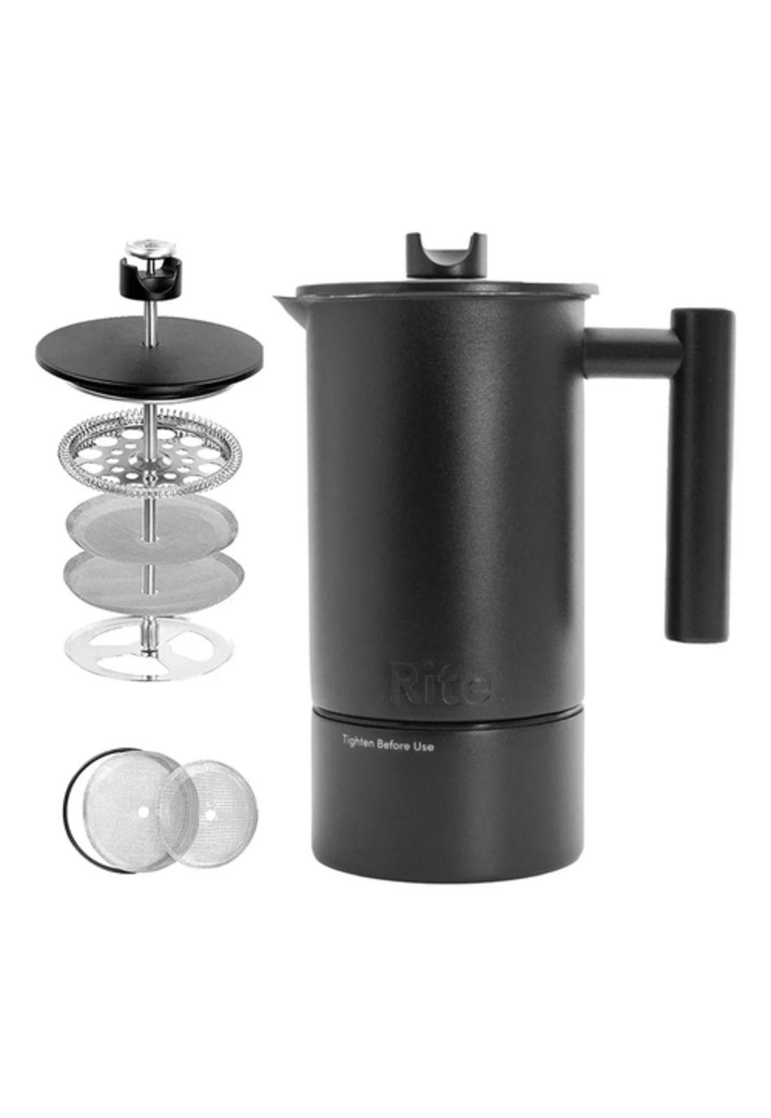 Cafetera prensa francesa 1L termómetro reloj acero inox negro-4