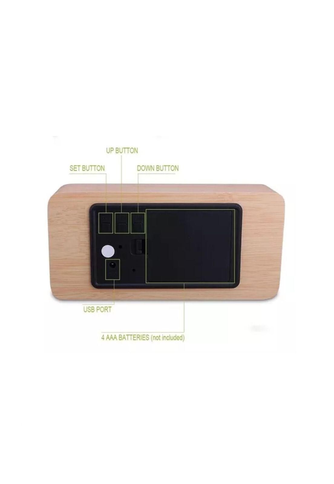Despertador digital reloj madera reloj escritorio led-2