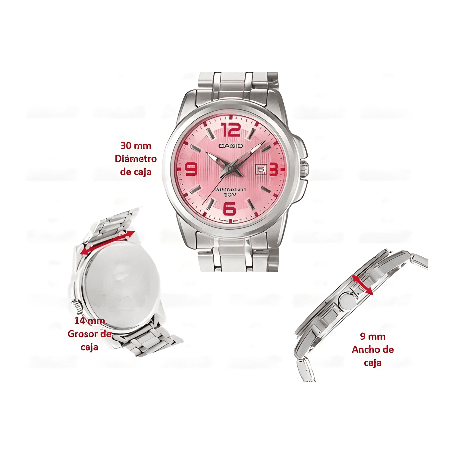 Reloj casio ltp-1314d-5a mujer fechador Rosa-3