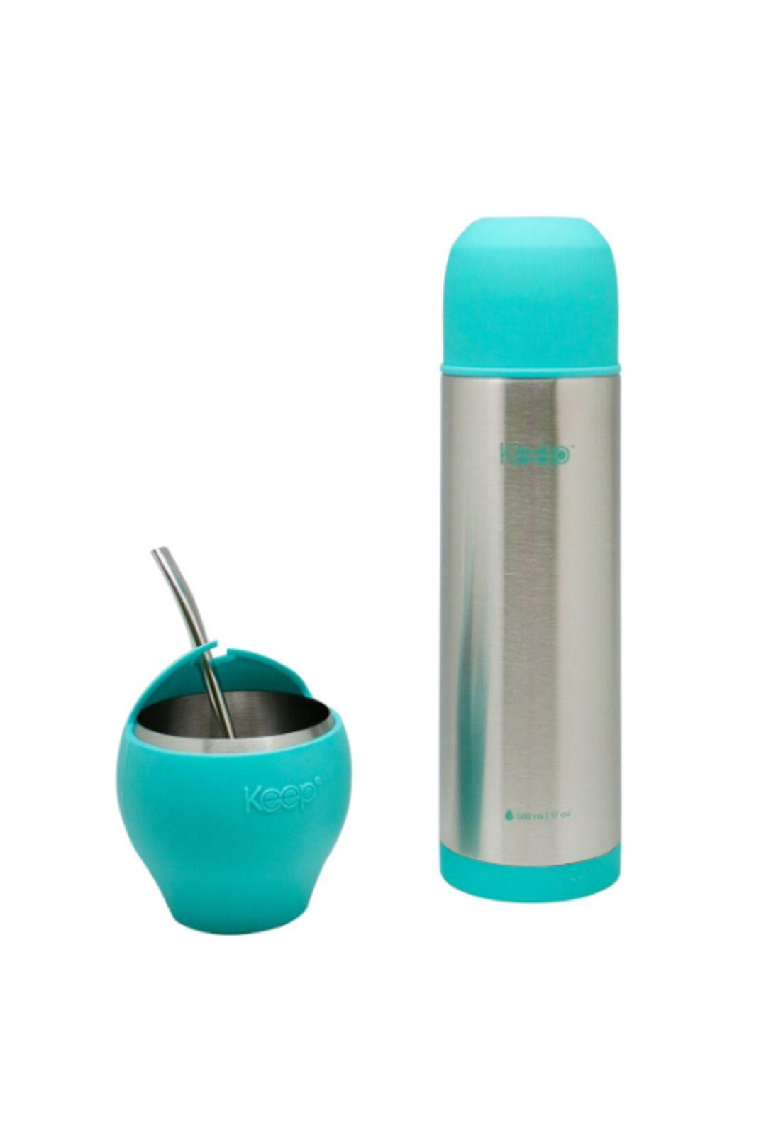 Set de mate y termo bala Keep, color verde-agua-1