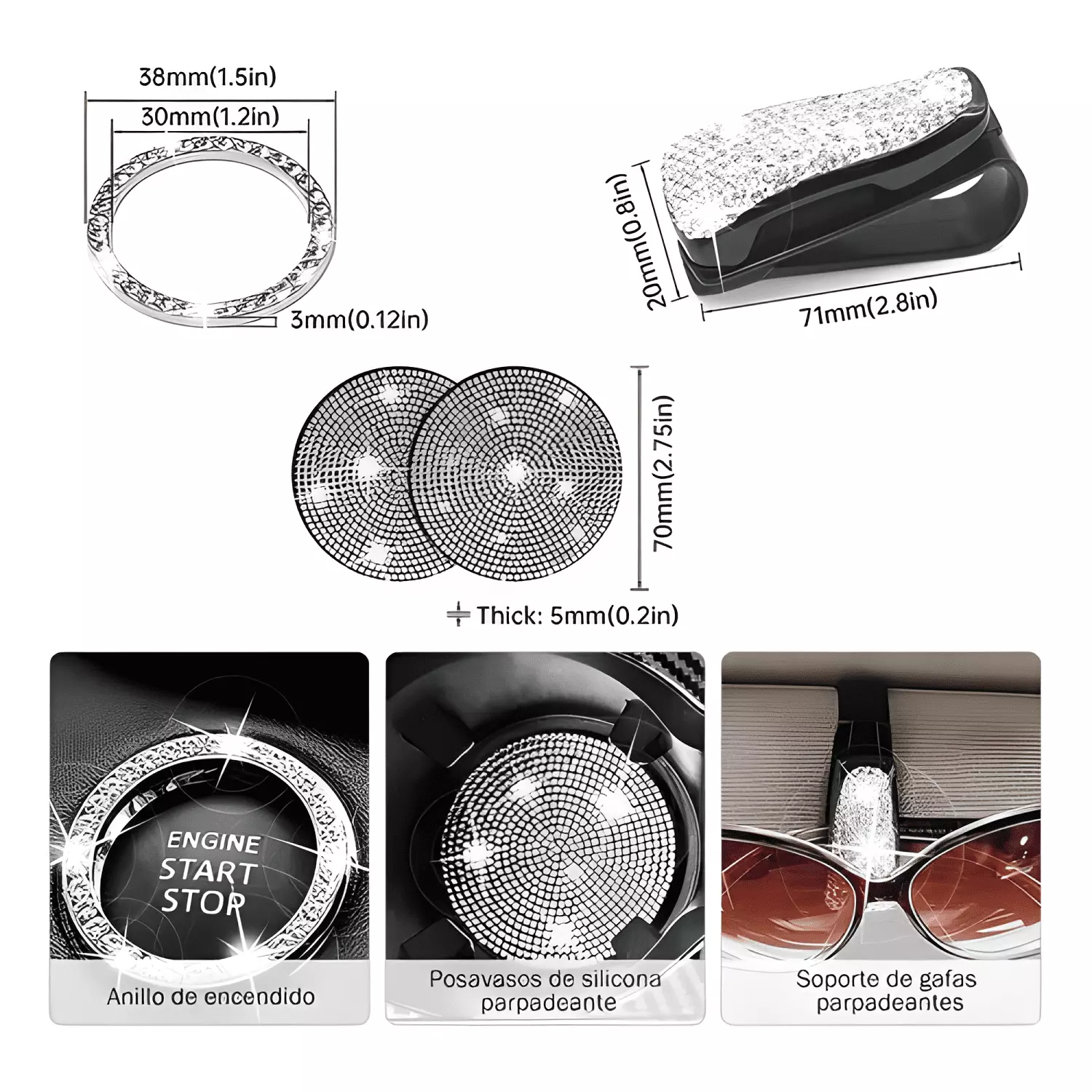 Funda de Volante con Accesorios de Mujer para Auto, 19 Pzas-2