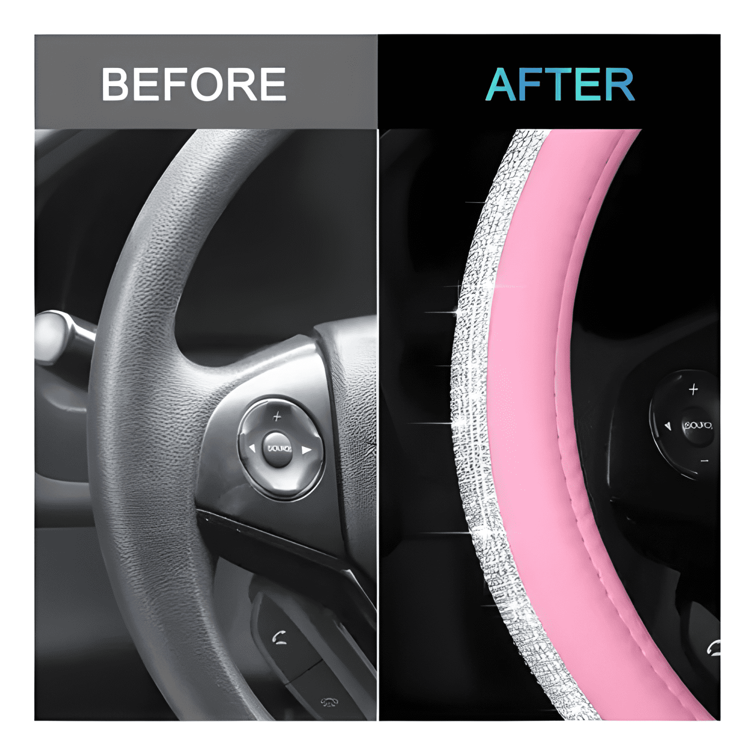 Funda Cubre Volante Auto Diamante Redondo Estilo Luxury-2