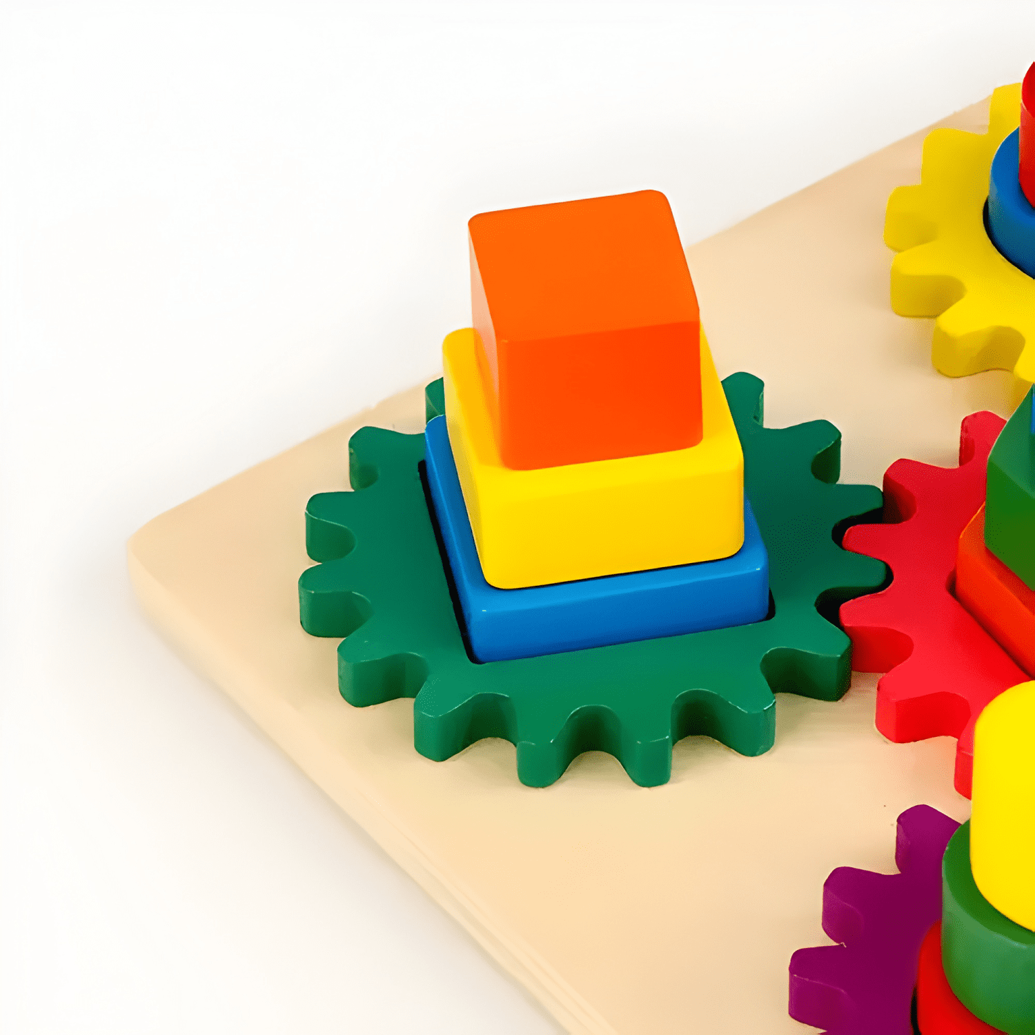 Juego de engranaje y encaje montessori de madera para niños-1