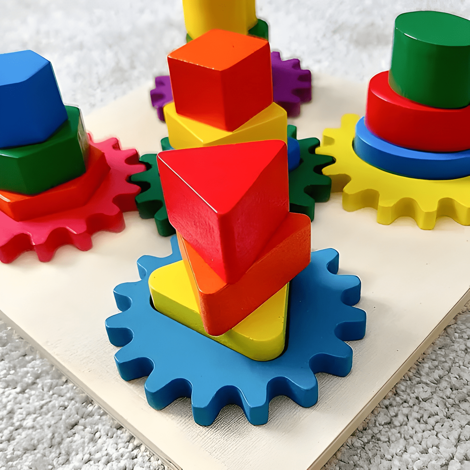 Juego de engranaje y encaje montessori de madera para niños-2