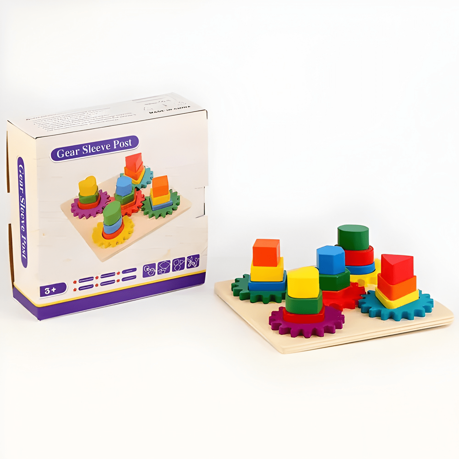 Juego de engranaje y encaje montessori de madera para niños-3