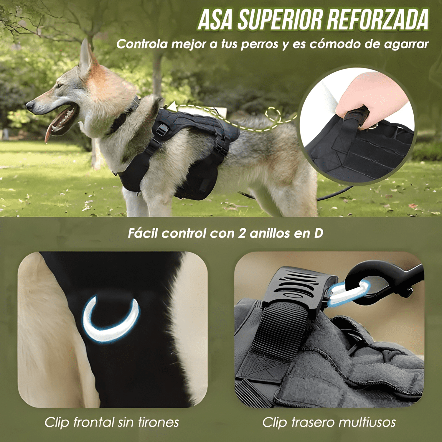 Arnés táctico ajustable con correa para perros grandes-2