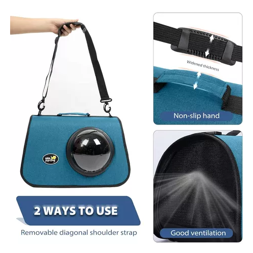 Bolso de transporte para mascotas malla transpirable verde-4
