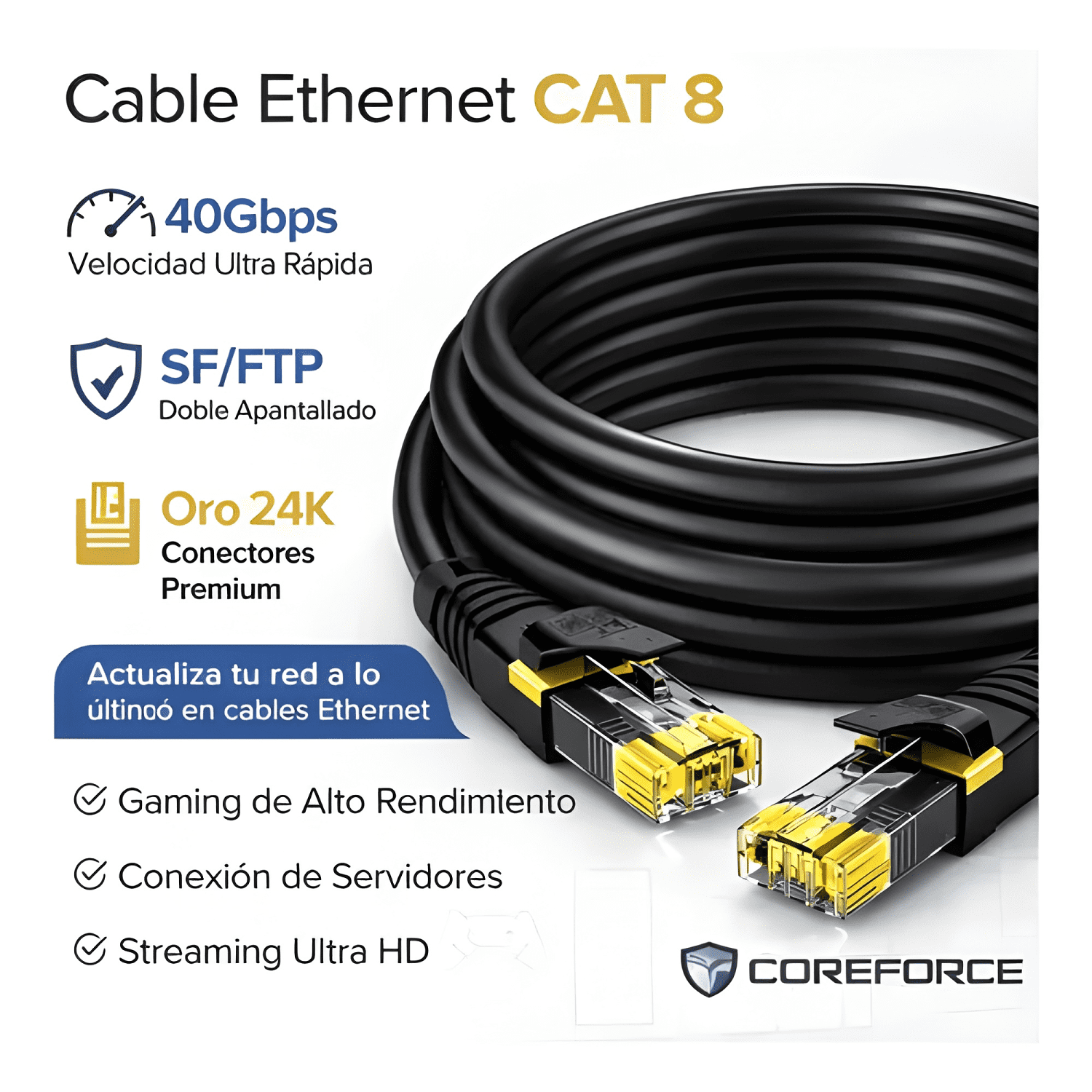 Cable Ethernet Cat 8 10 Metros Rj45 Alta Velocidad 40gbps-1