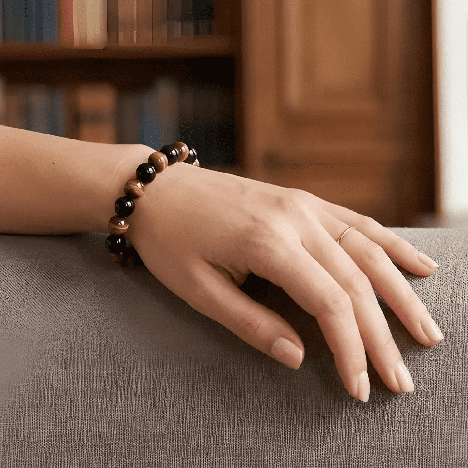 Pulsera triple protección obsidiana hematita ojo de tigre #3-3