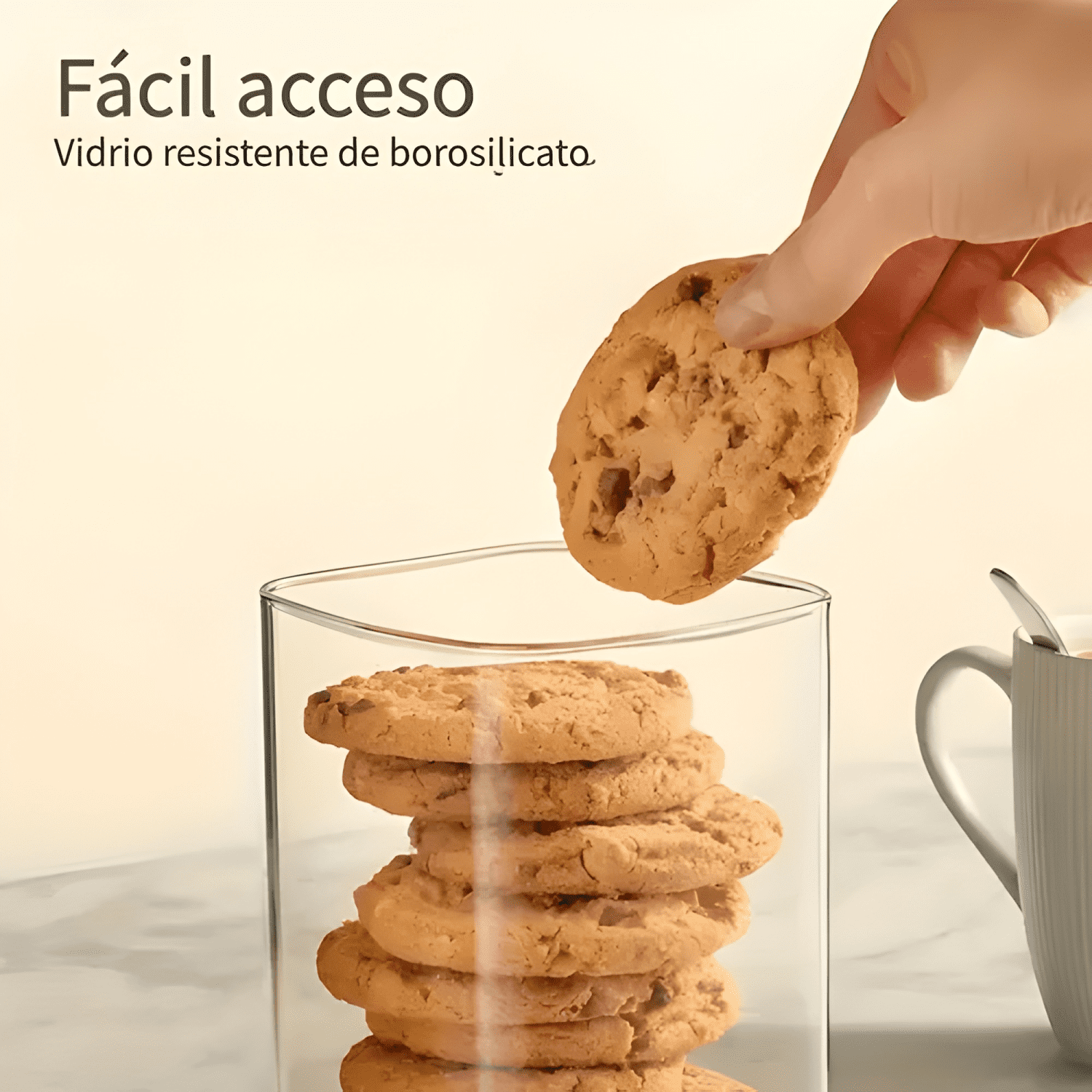 Frasco hermético cuadrado tapa bambú 6u, transparente-4