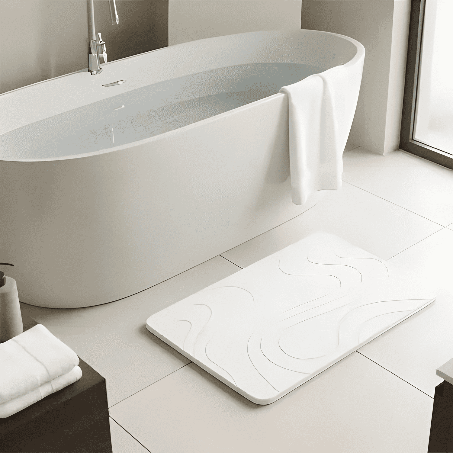 Salida De Baño Diatomita 40x60 Cm Antideslizante Blanco #7-4