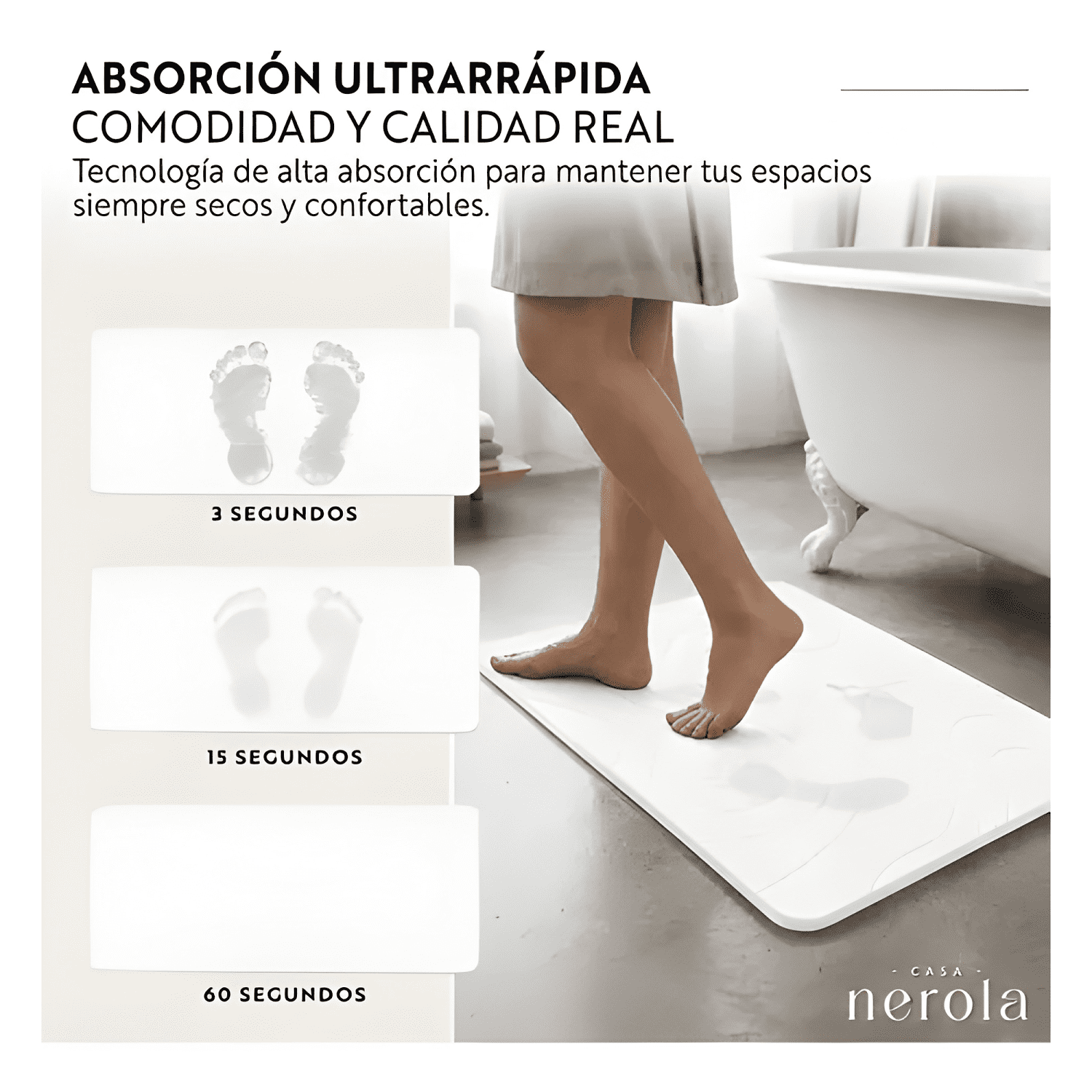 Salida De Baño Diatomita 40x60 Cm Antideslizante Blanco #7-0