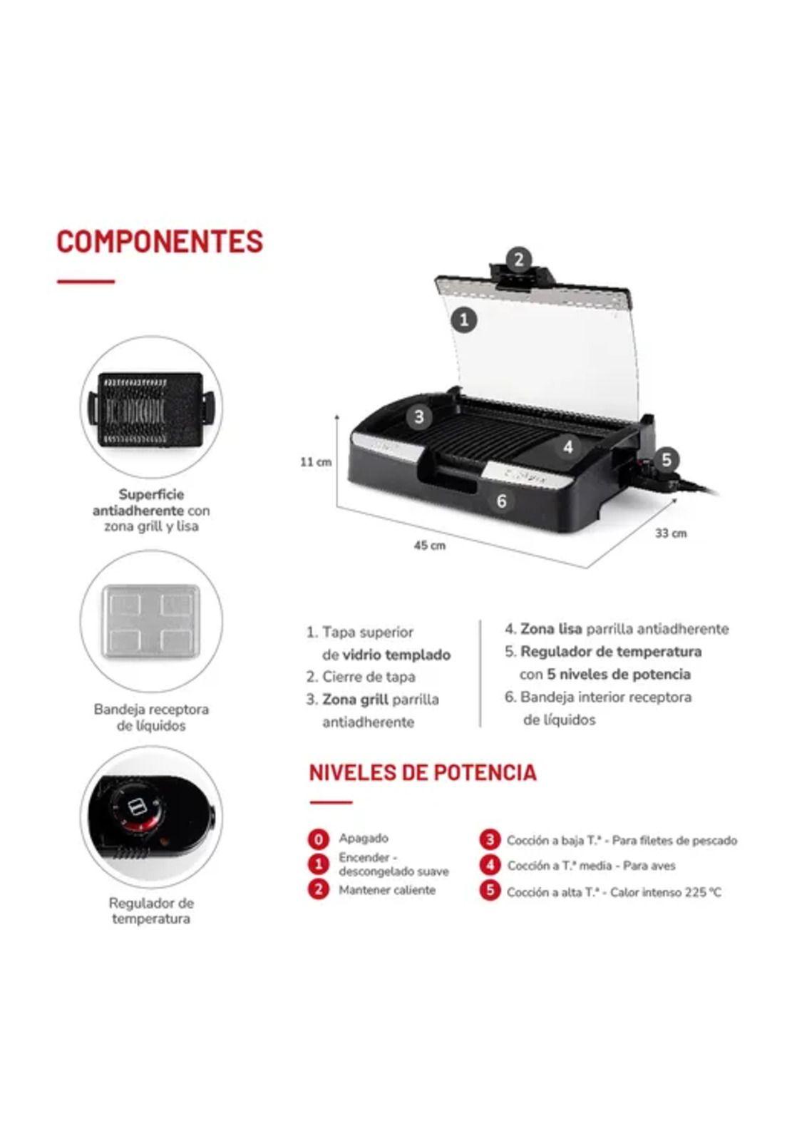 Parrilla eléctrica Thomas TH-224 1650W color negro-3