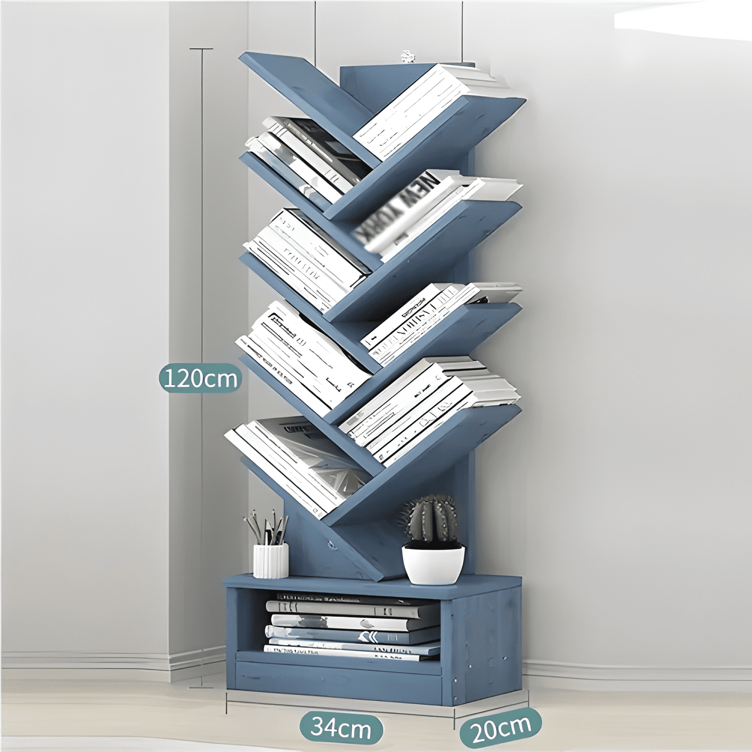 Estantería librero árbol 10 niveles moderno con cajón-3
