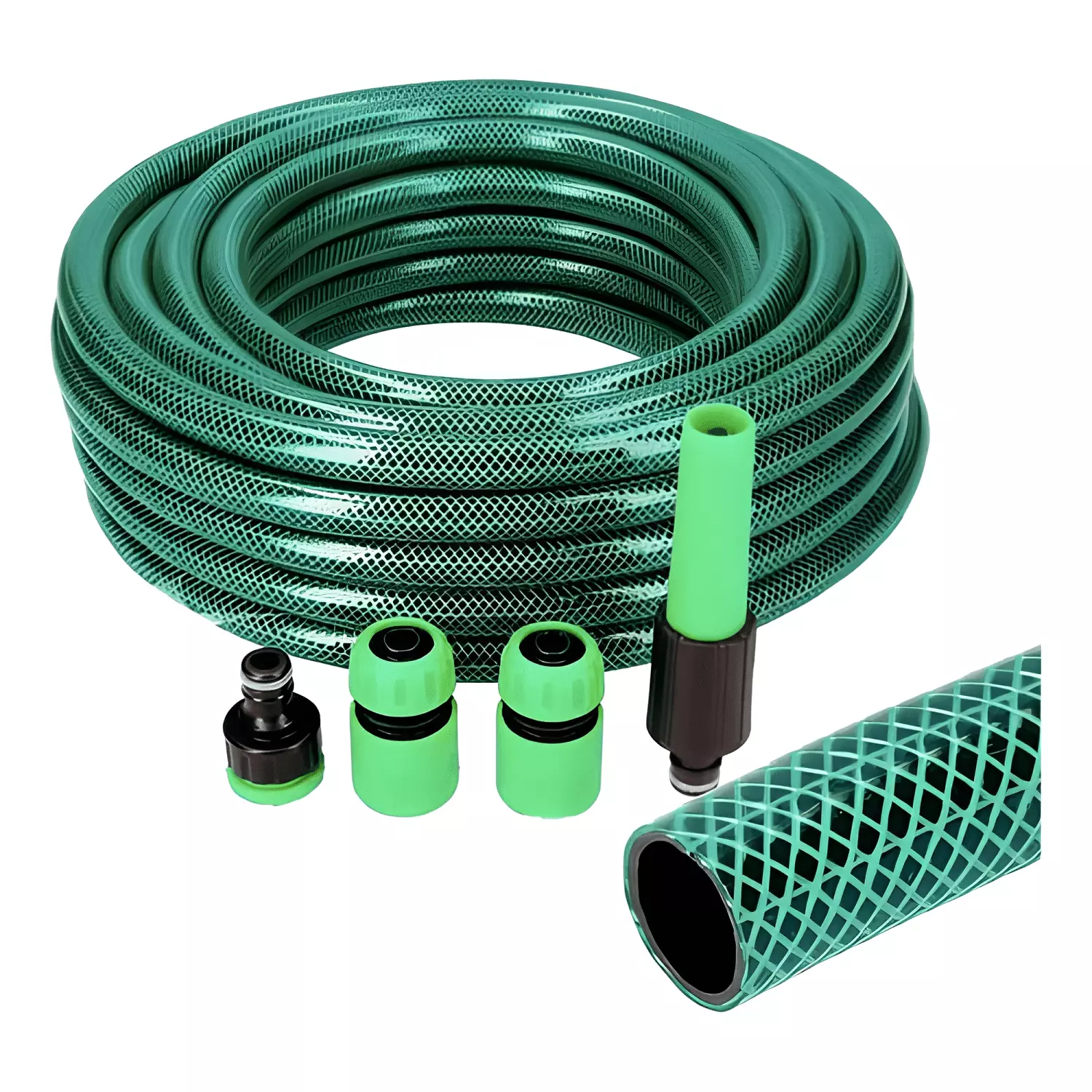 Manguera jardin 1 pulgada rollo 25 metros con acoples #8-0