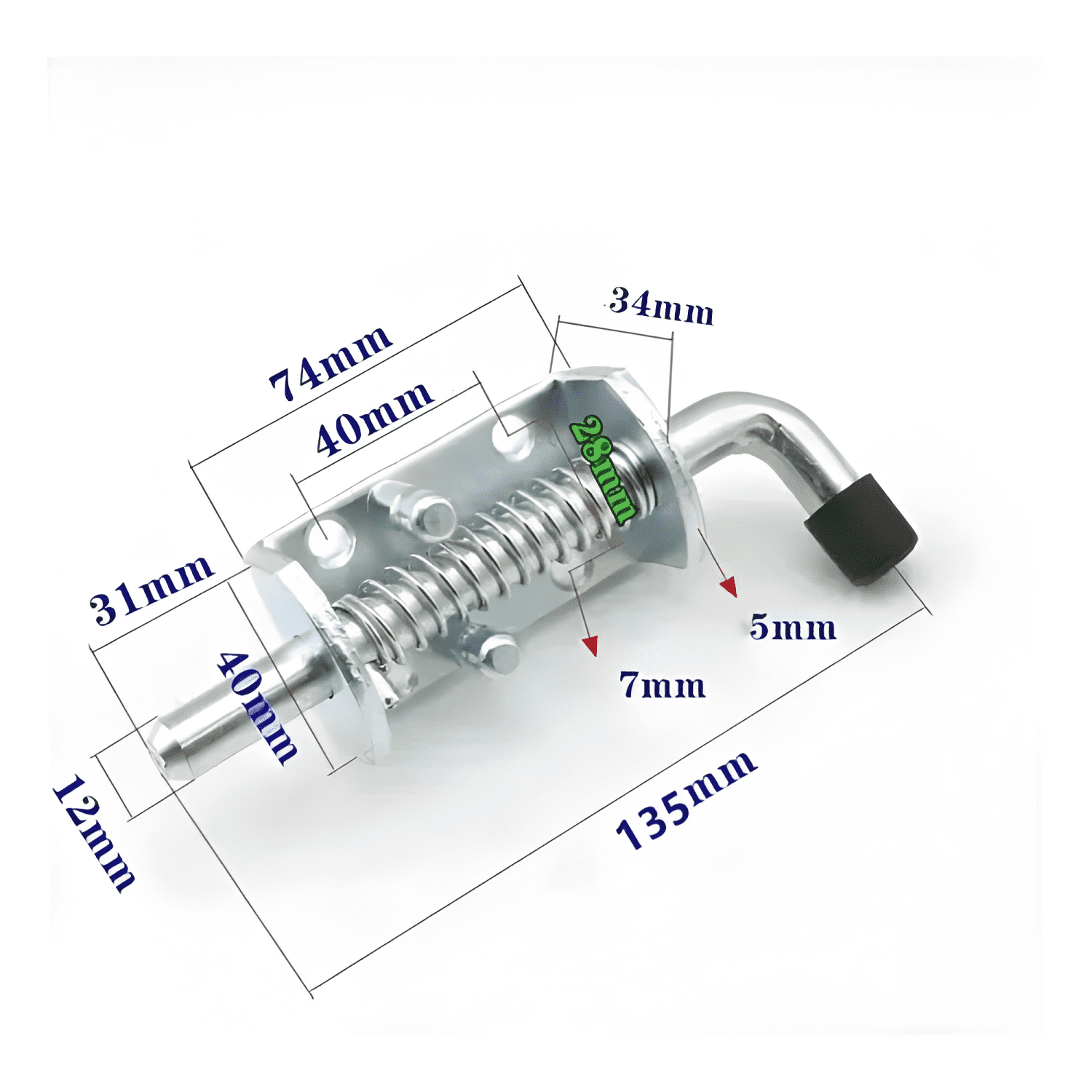 Picaporte con resorte y enganche para tubo de puerta-1