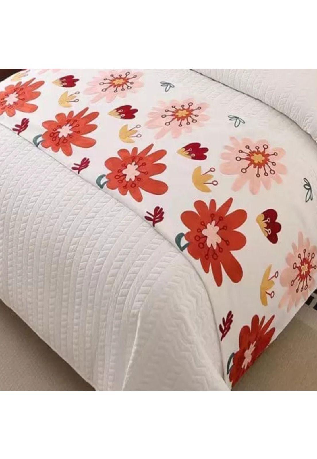 Piecera bordada para cama sin fundas de cojín diseño 5 color crema-2