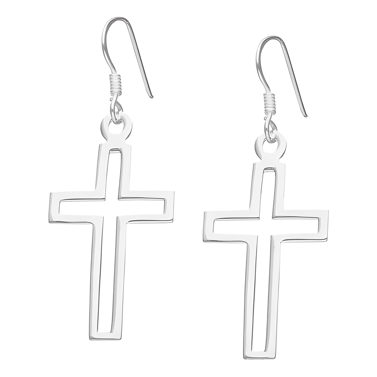 Aros Cruz Plata Fina 925 Unisex 29mm Hombre Mujer Crucifijo-0