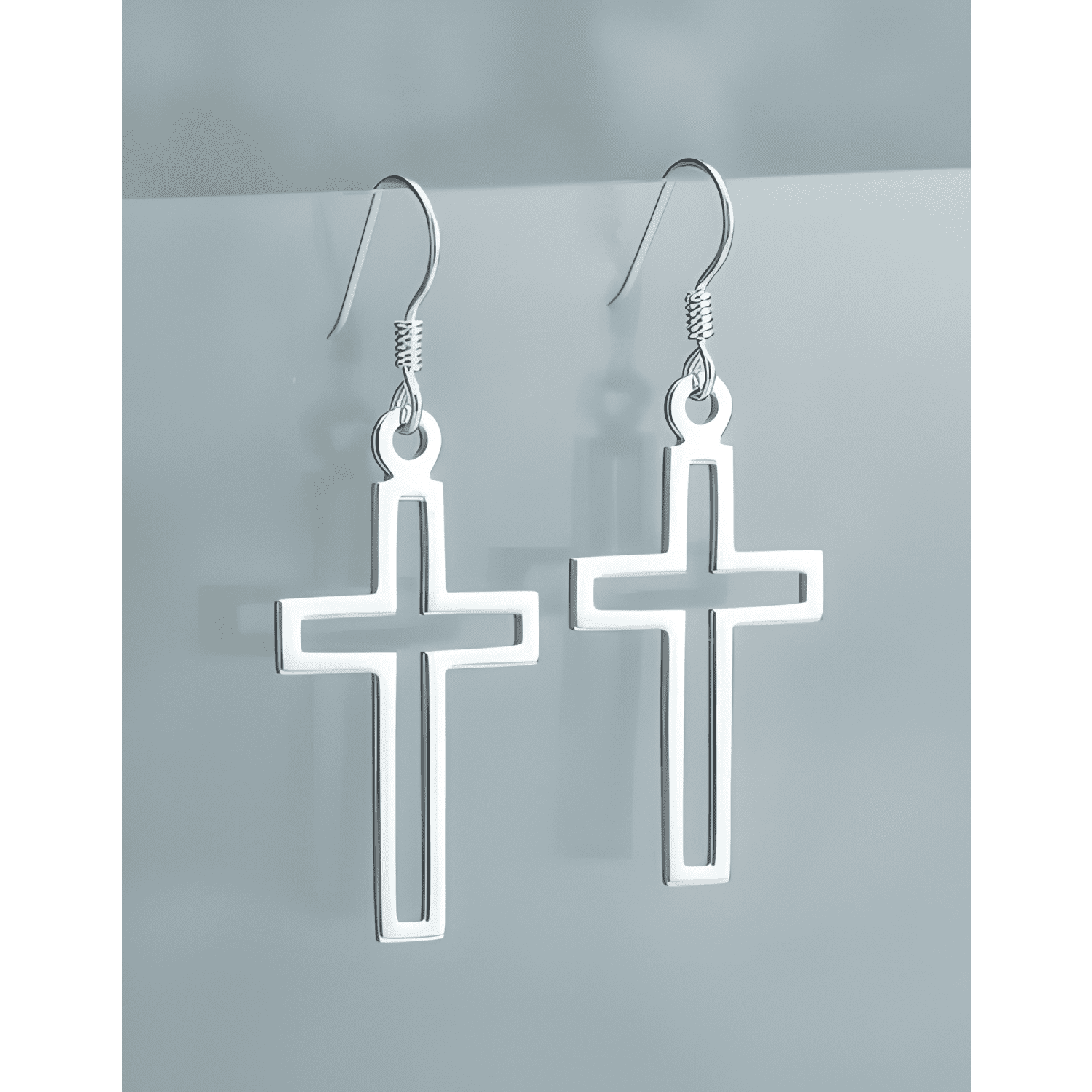Aros Cruz Plata Fina 925 Unisex 29mm Hombre Mujer Crucifijo-2