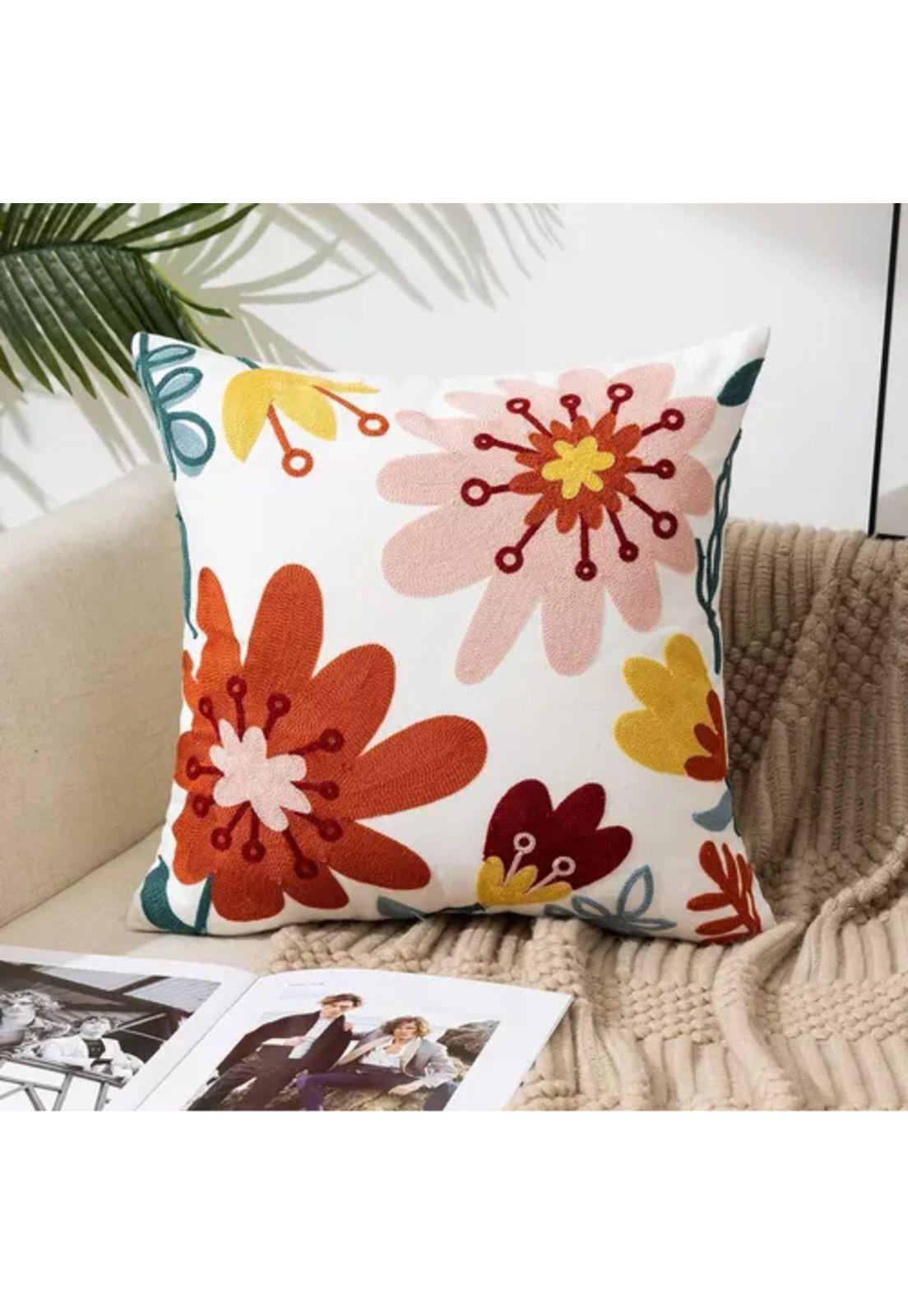 Pack de 4 Fundas para Cojines Sin Relleno con Diseños Bordados Multicolorido-3