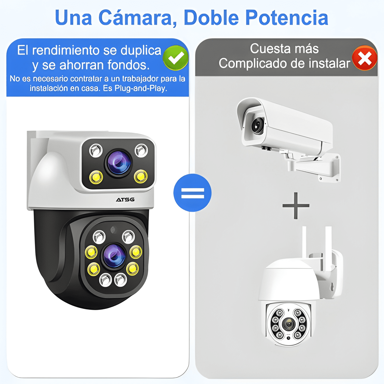 ATSG 1060 2K Cámara de Vigilancia de Exteriores Doble Negro-4
