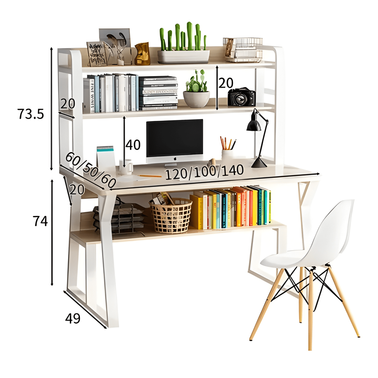 Escritorio moderno con repisas 147x120x60x72-2