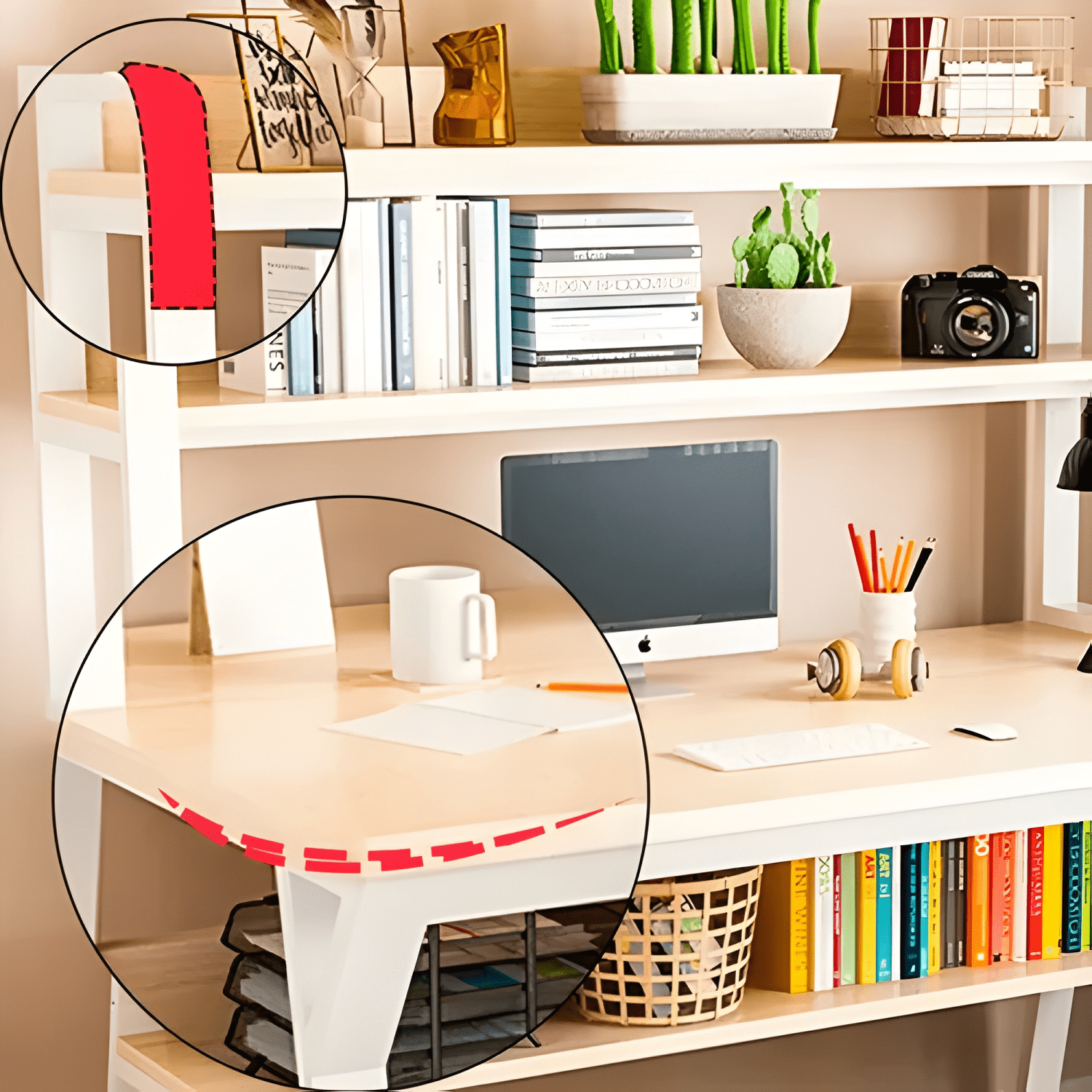 Escritorio moderno con repisas 147x120x60x72-3