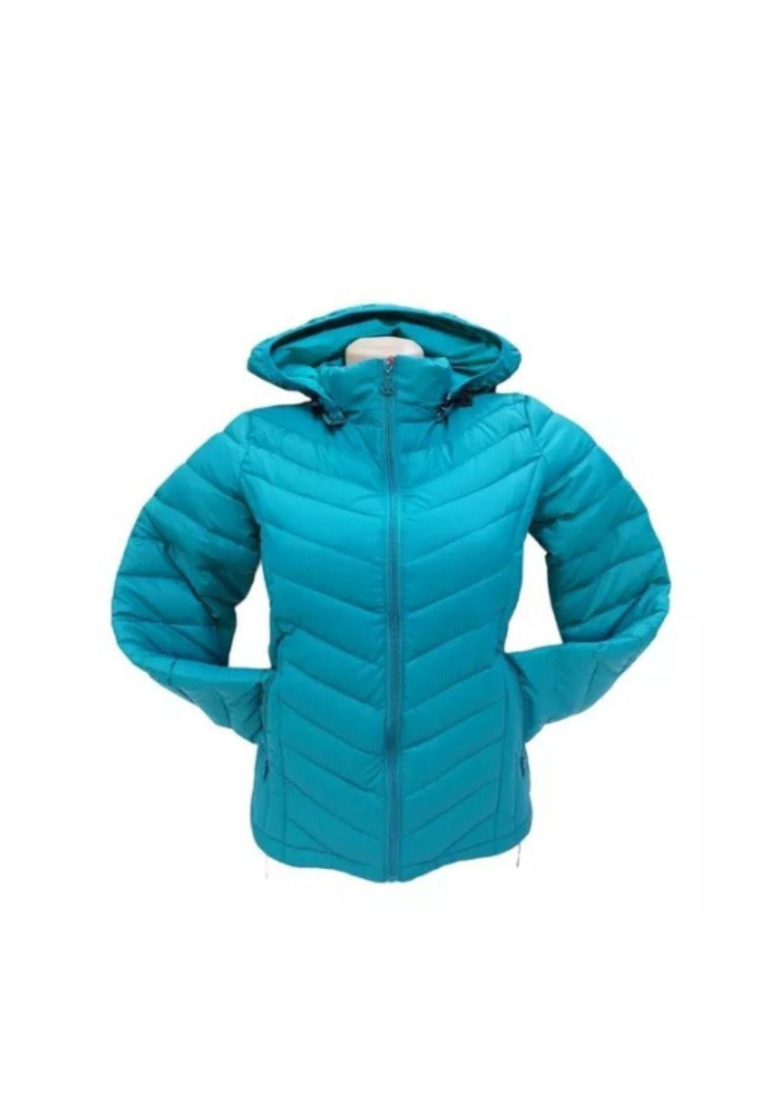 Chaqueta 3/4 Corta Mujer Engomada Térmica, Envío Rápido, Color Turquesa Claro, Talla L-0
