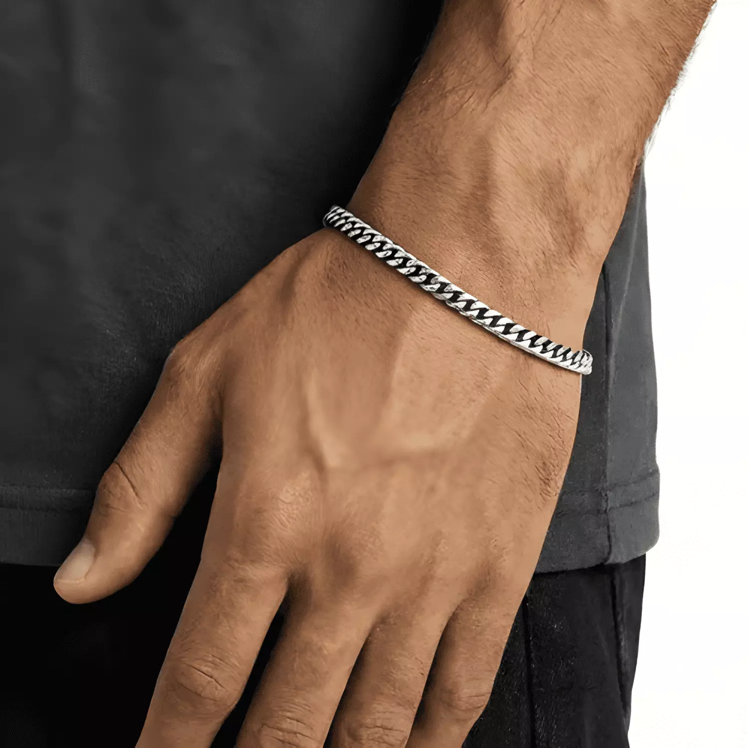 Pulsera miami cuban 5mm unisex saint venik 19 CM Plateada-2