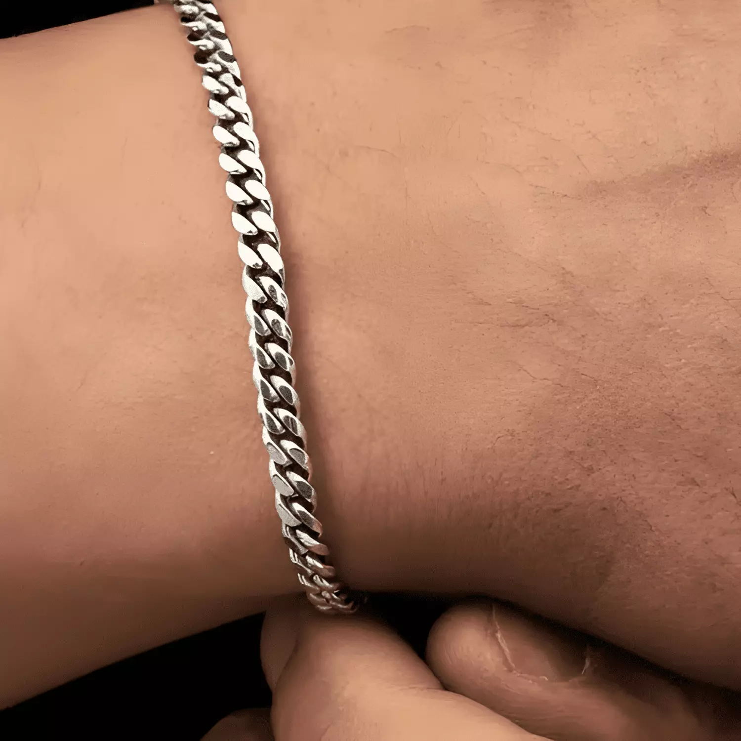 Pulsera miami cuban 5mm unisex saint venik 19 CM Plateada-4