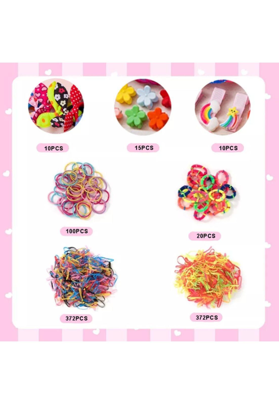 Set de 899 Piezas de Colets Bandas Elásticas y Pinches para Niña Surtido-2