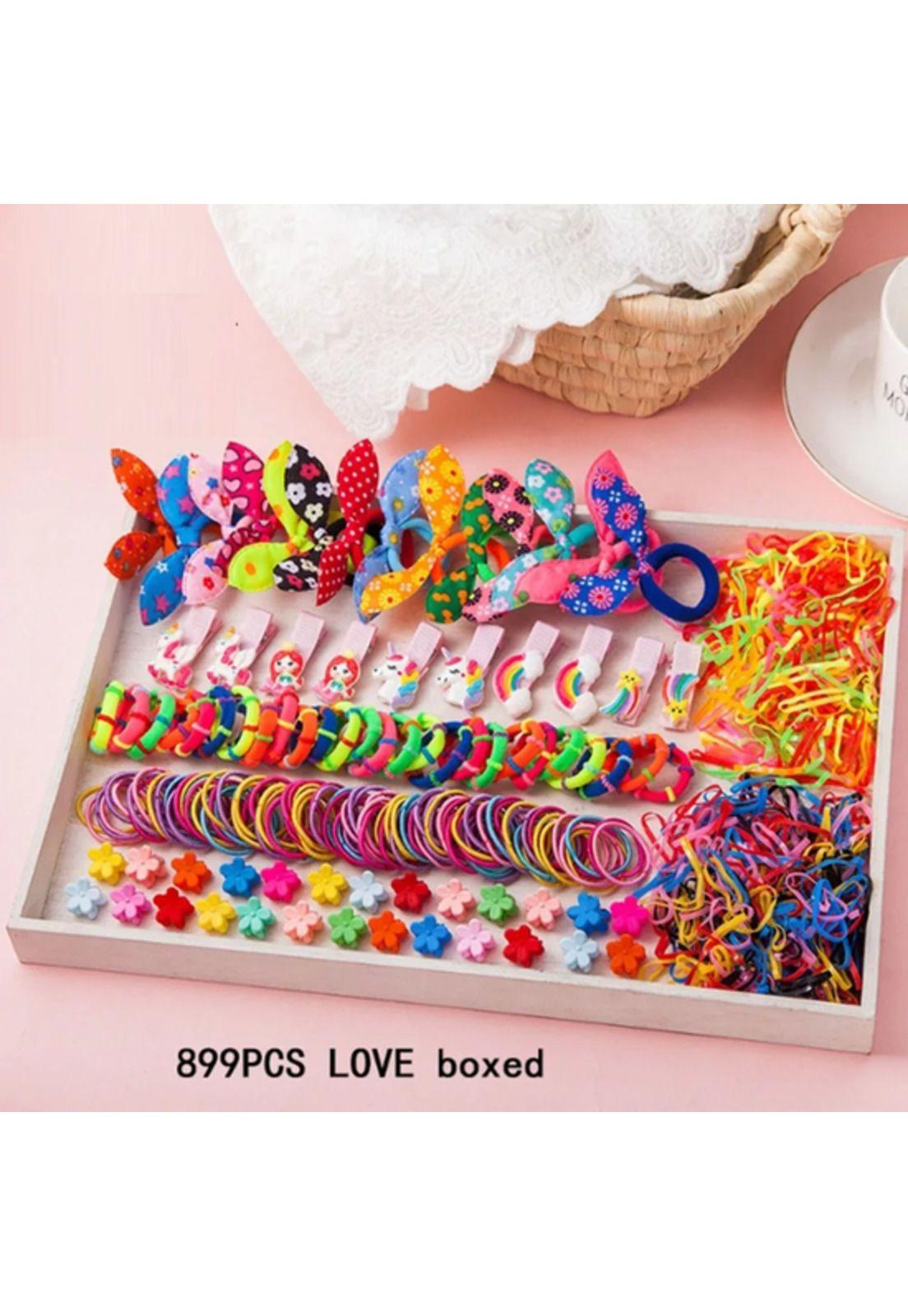 Set de 899 Piezas de Colets Bandas Elásticas y Pinches para Niña Surtido-4